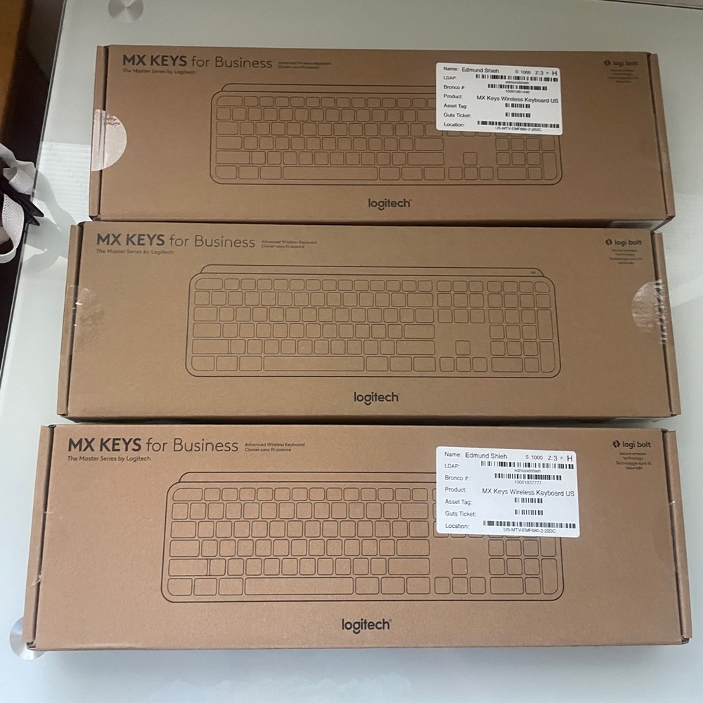 New Logitech MX Keys Advanced Wireless Keyboard for Business - Set of 2